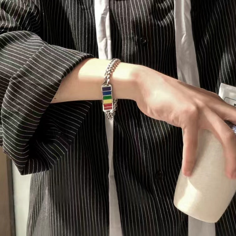 Brazalete de acero de titanio arcoiris al por mayor
